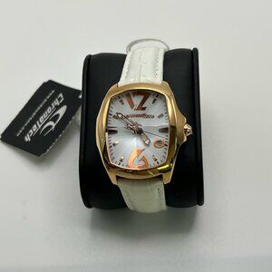 Chronotech Unisex Unused Prism Revolution Watch Gold and White Leather Strap